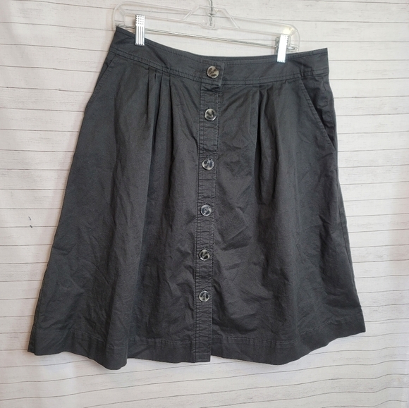 TRINK TURK A LINE BUTTON FRONT BLACK PLEATED SKIRT, SZ 12 - Picture 3 of 14